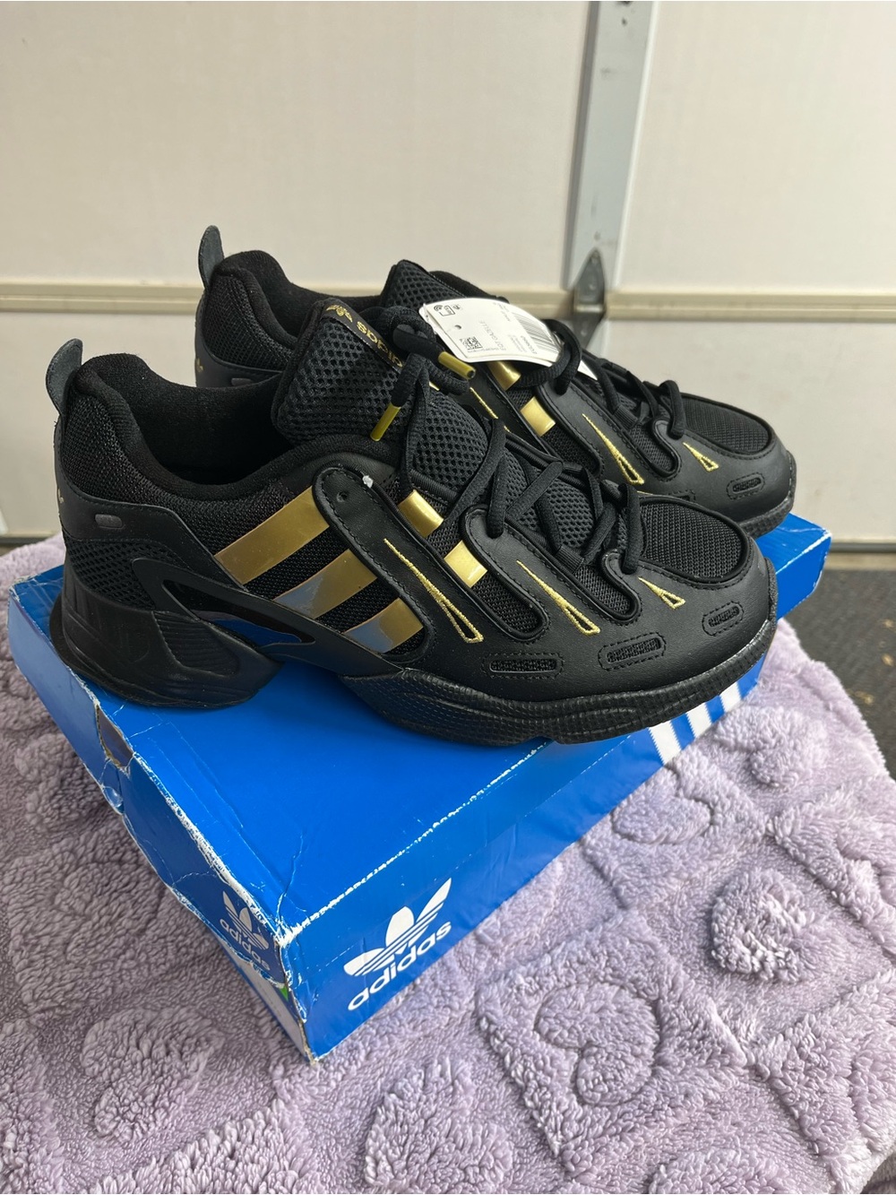 adidas Kids Black and Gold Athletic Sneakers